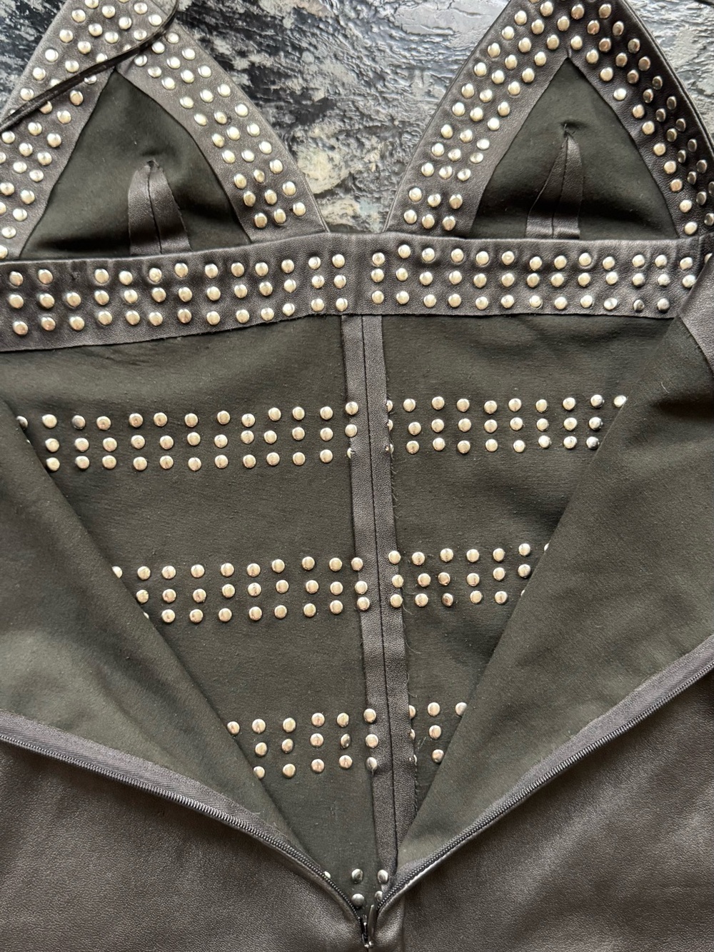 Zara Black Studded Real Leather Mini Dress - Picture 3 of 14